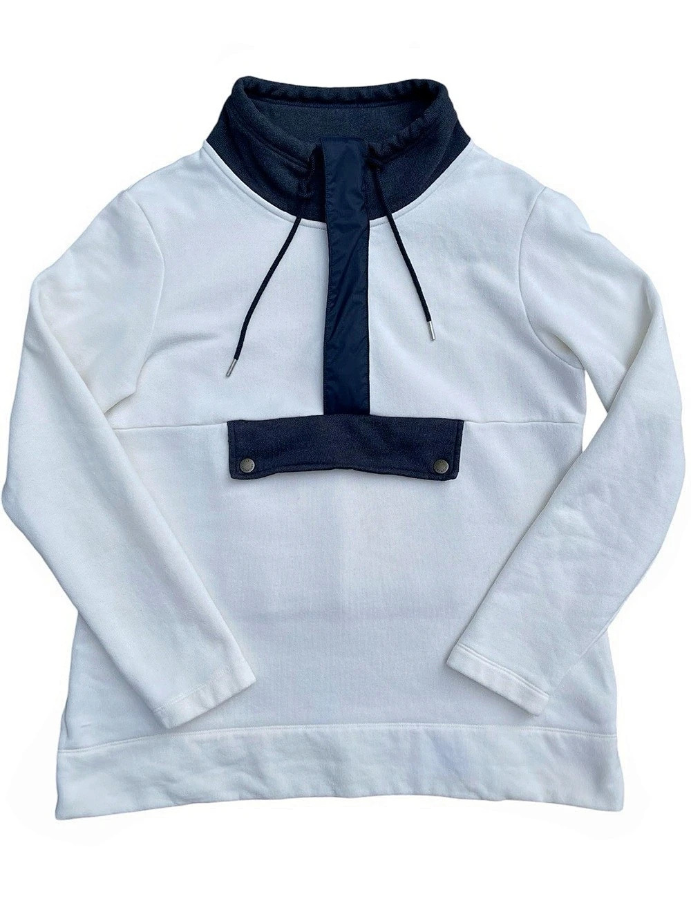 L.L.Bean Quarter-Zip Pullover White & Blue Medium